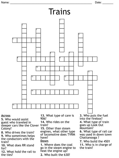 train lounge crossword